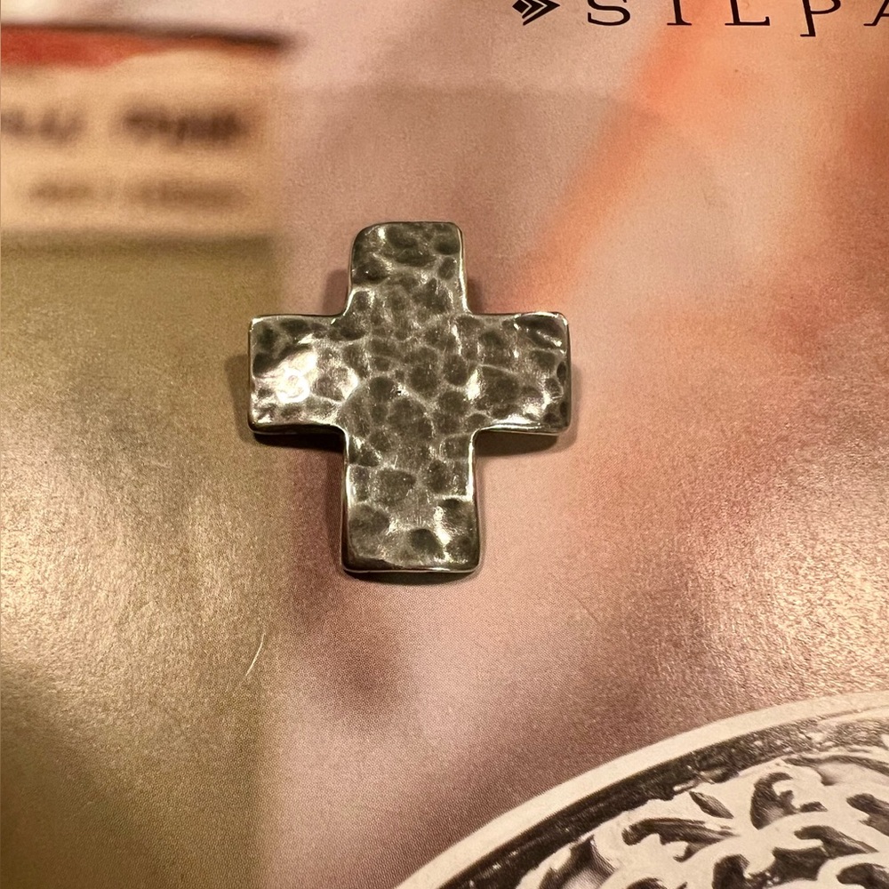 Silpada Hammered Oxidized Sterling Silver Cross Necklace. Retired. N0732